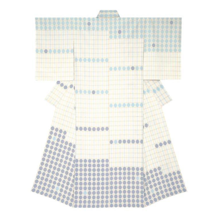 photo Kimono with Kasuri "Blue Symphony"