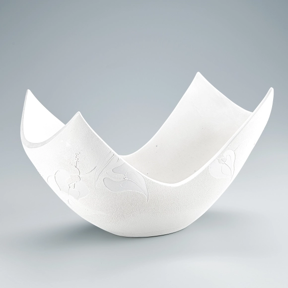 Flower Vessel with Japanese Yam Design in Colored Slip