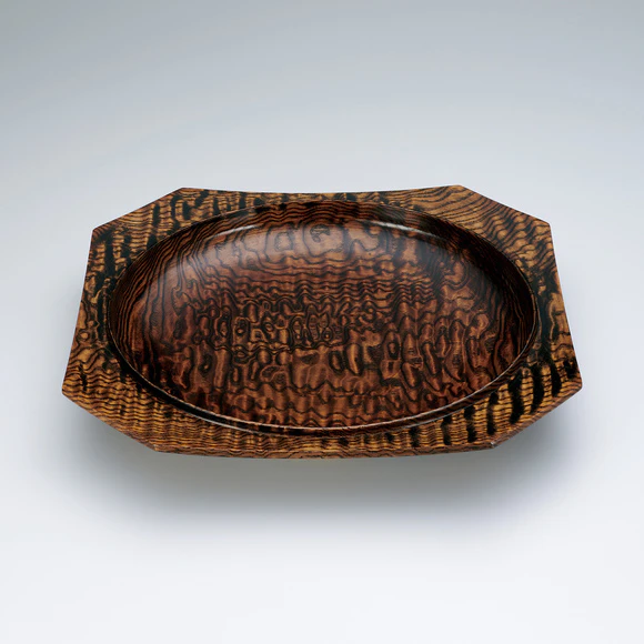 【美品】 拭漆 お盆　盛り皿 丸盆 10.0 水引草 溜 木製 漆塗り トレー 12-10202 漆器の井助