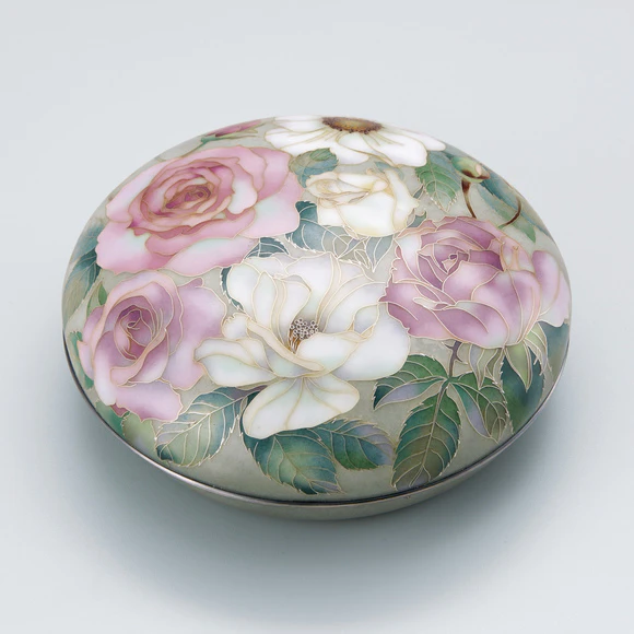 Wired Cloisonne Covered Vessel "Melody of Roses"