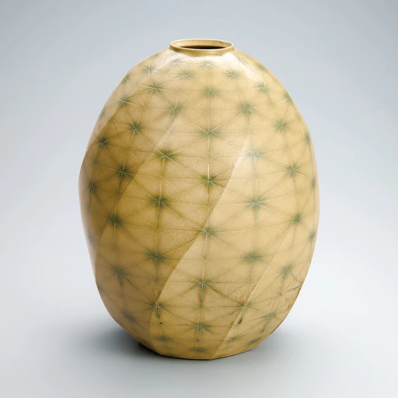 Yellow Glazed Jar with Line Design