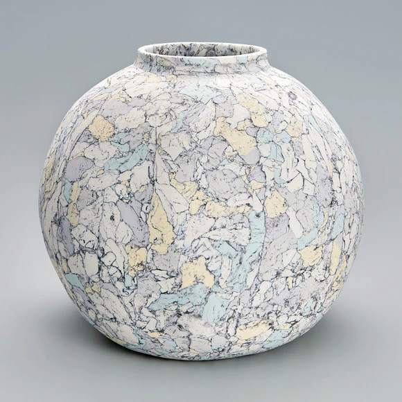 Large Jar with Design in Marbling "Moon: Sea of Silence"
