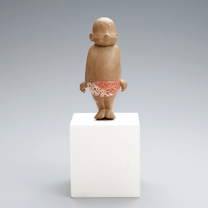 Wood Sculpture Covered with Cloth in Kimekomi Method "Happy"