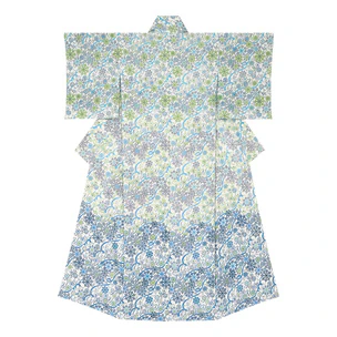 Kimono with Design in Stencil Resist Picture Dyeing "Ribbon in the Wind"