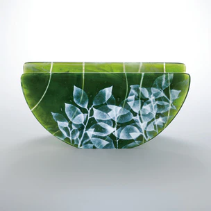 Glass Flower Vessel with Gradated Design "Night Breeze"