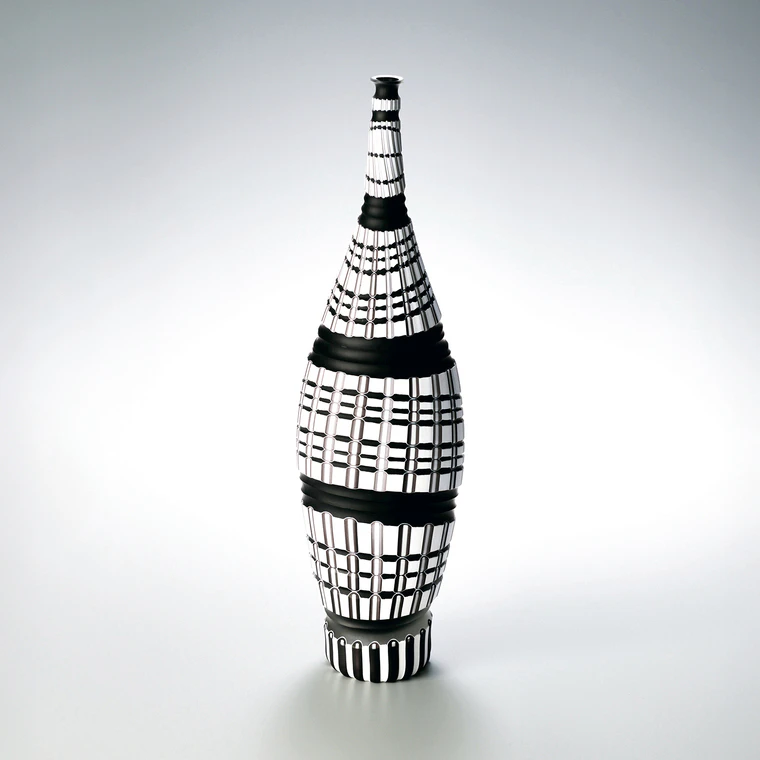 photo Hand-blown Glass Flower Vase "Silver Flower"