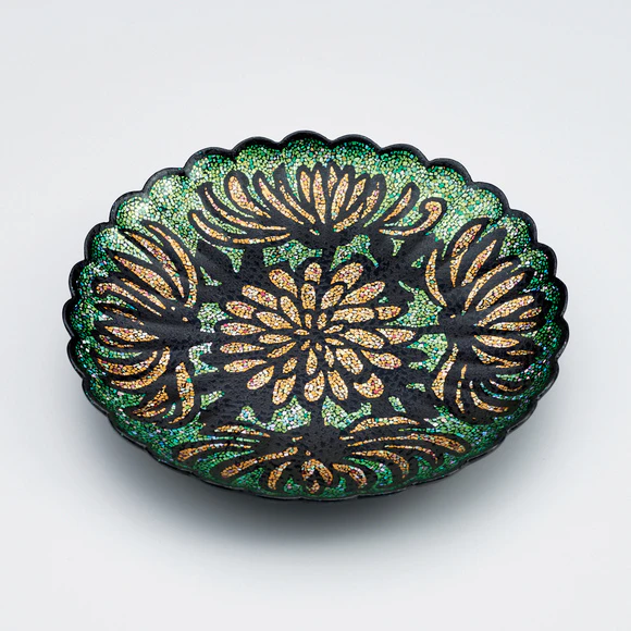 奥窪聖美　乾漆縁赤花皿　漆器 乾漆蒔絵縁赤花鉢「かおり」(奥窪 聖美)｜ギャラリージャパン