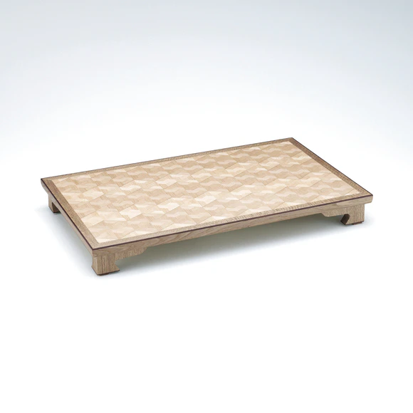 Low Table with Elm Wood and Wood Inlay