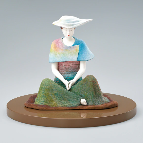 Wood Sculpture Covered with Cloth in Kimekomi Method and Polychromied "Cloud iridescence"