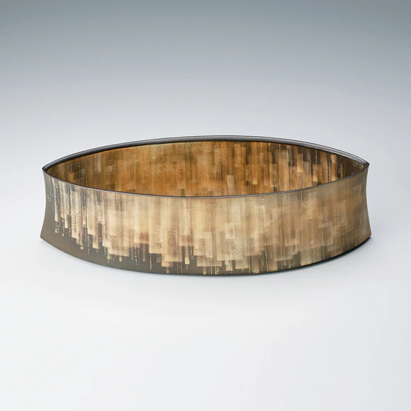 Oval Bowl with White Decoration