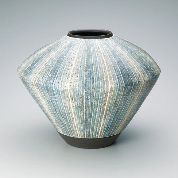 現代陶芸家 人見啓一造 大型造形彩泥深鉢『海底探険』彩泥象嵌 共箱 90年代作品 彩泥象嵌平鉢(羽鳥 惠子)｜ギャラリージャパン