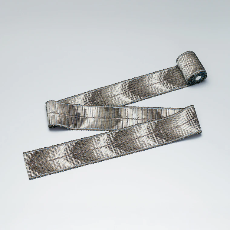 photo Kasuri Woven Kaku Obi "Morning Frost"