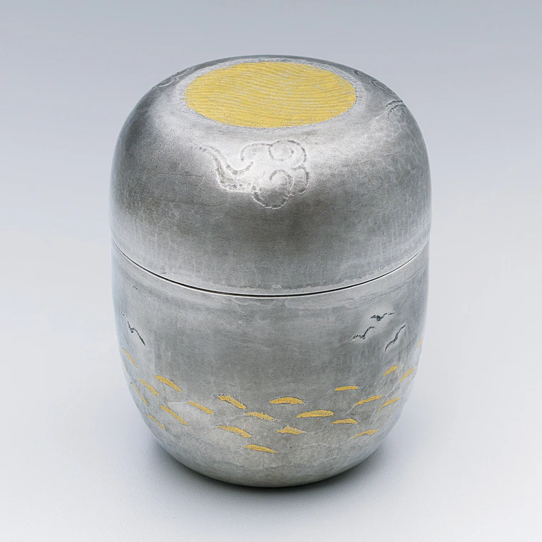 photo Silver Tea Caddy "Mochizuki (Full Moon)"
