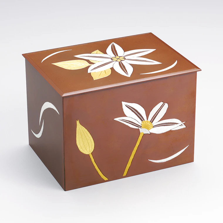 photo Copper Box with Inlay and Clematis Design