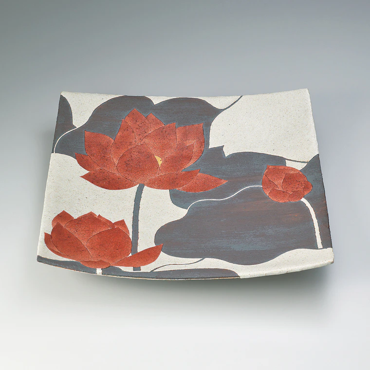 photo Square Bowl with Flower Design "Lotus"