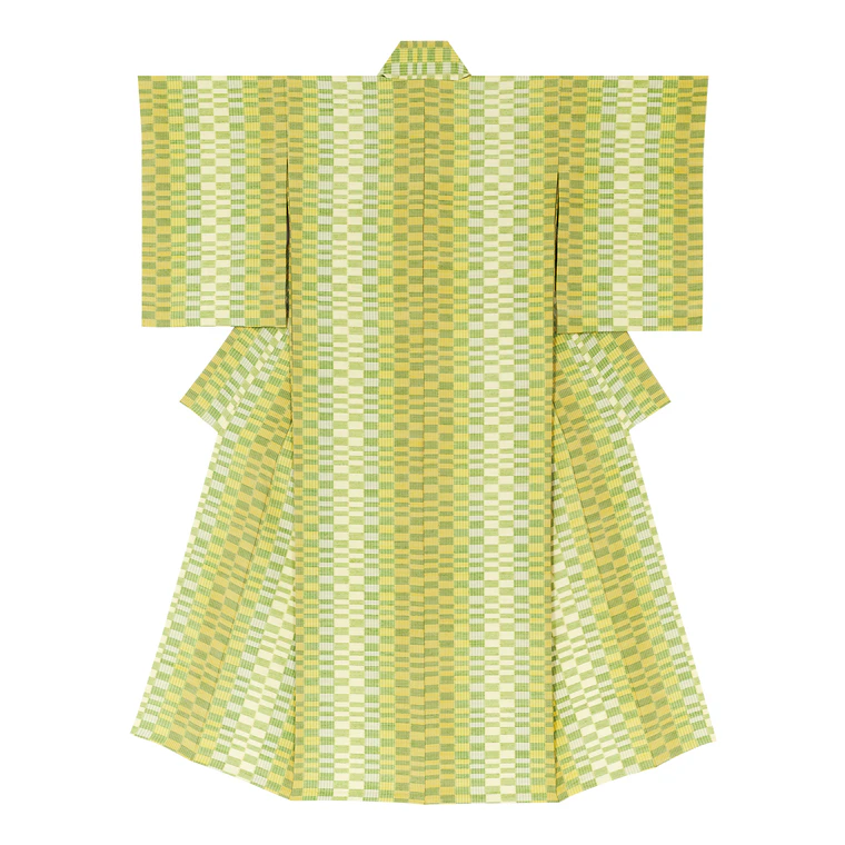 photo Kimono of Tsumugi "Sunshine Filtering Through Foliage"