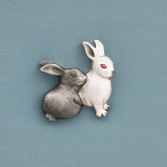 Metal Fitting in Shape of Pair of Rabbits