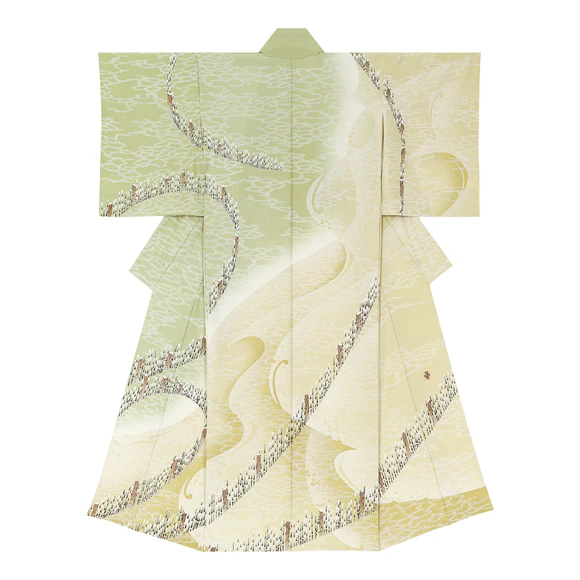 Formal Kimono with Design in Yūzen Dyeing "Spring Tide"