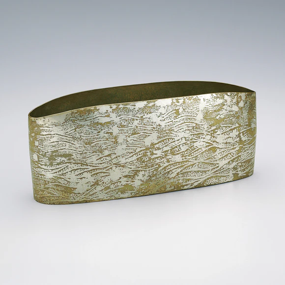 鍛黄銅銀彩壺「翠」(山田 藍)｜ギャラリージャパン