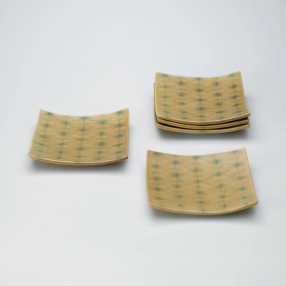 Square Plate with Yellow Glaze