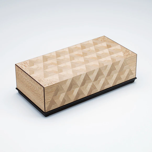 Coffer of Elm Wood with Design in Marquetry