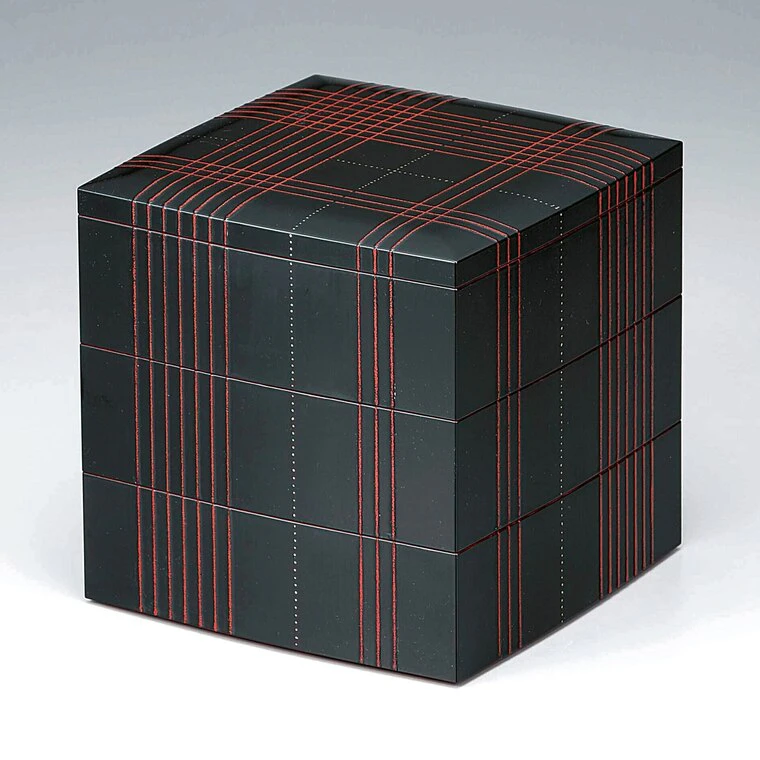 photo 格子紋色蒔絵重箱