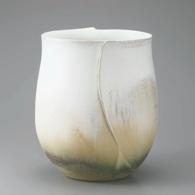 photo Deep Bowl with White, Yellow and Green Glaze