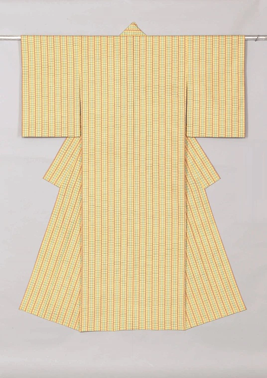photo Kimono of Tsumugi "Yamabuki (Japanese Rose)"