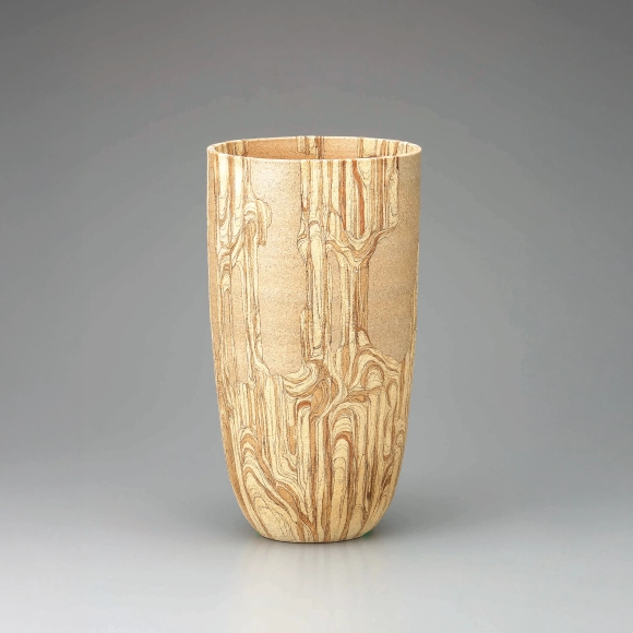 Flower Vase with Patterns of Layers Flowing Down and Rising