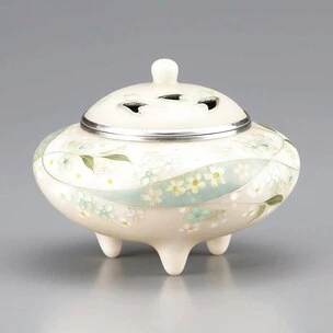 Three-legged Cloisonne Incense Burner with Cherry Blossom Design