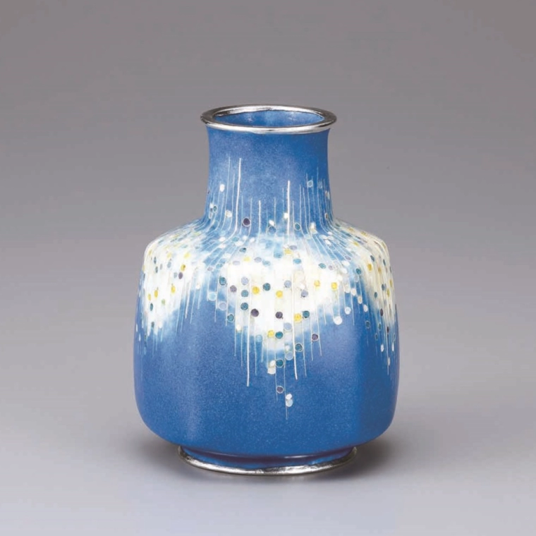 photo Pentagonal Cloisonne Flower Vase with Dewdrop Design