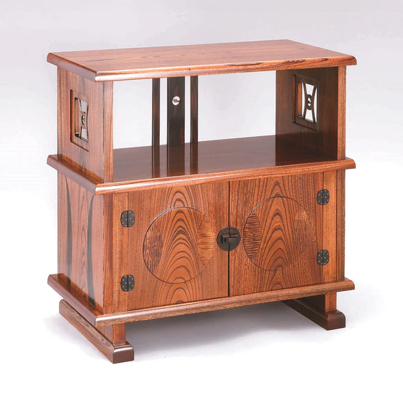 Cabinet of Zelkova Wood Finished in Wiped Urushi