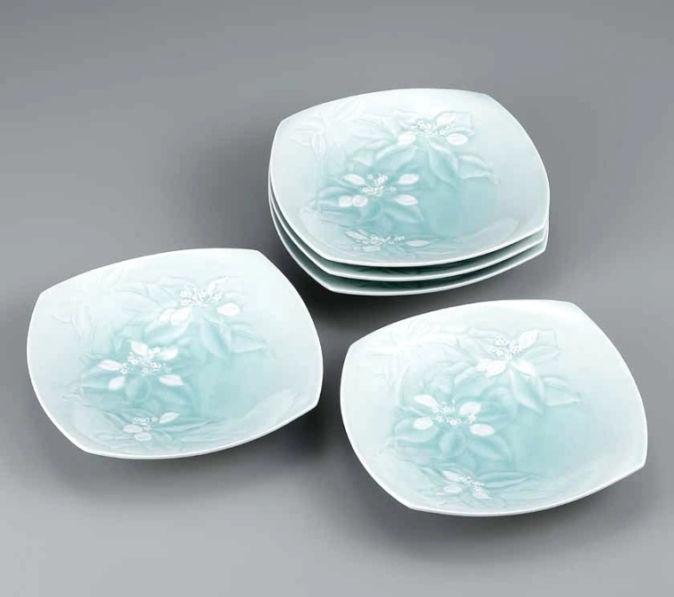 photo Set of Bowls with Engraved Design ~Kunlun Flower~