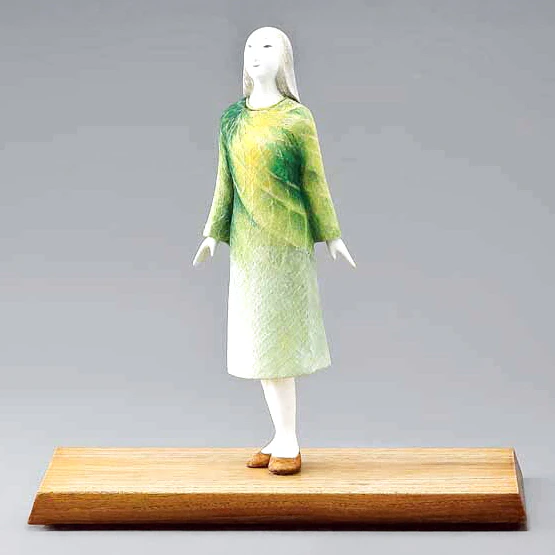 photo Wood Sculpture Coated with White Wash and Polychromy "Summer breeze blowing"