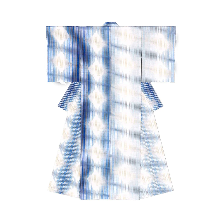 photo Hogushi-kasuri Kimono "Yo (Ocean / Western)"