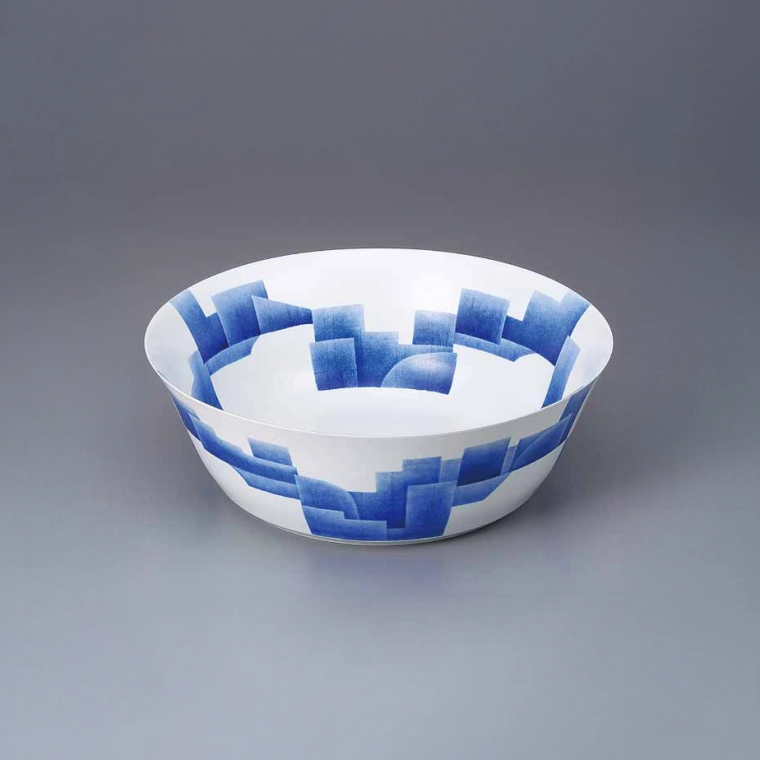 photo Blue Street Map Bowl "Scenery of Strolling"