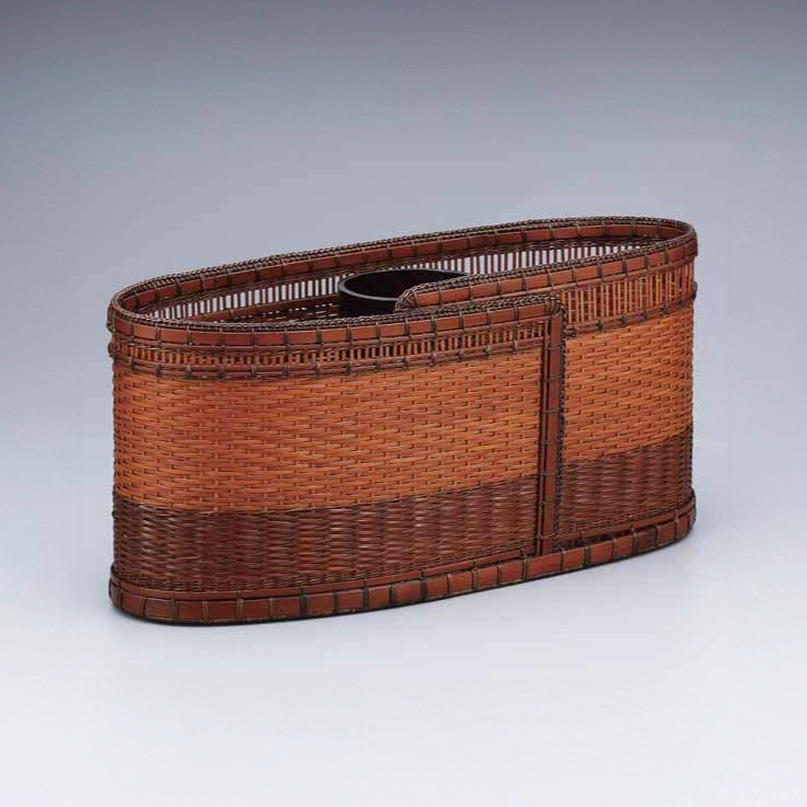 photo Flower basket with Seigaiha (Wave) pattern weaving