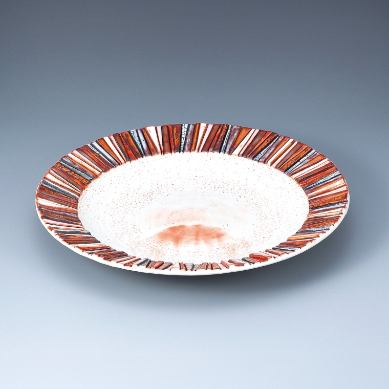 photo Shino Large Plate with Colored Decoration