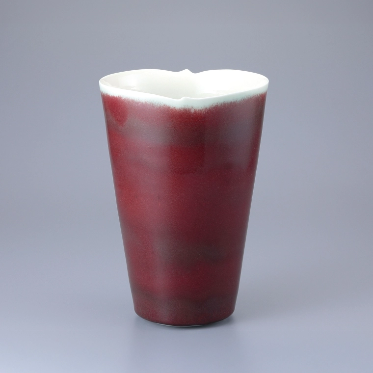 photo Flower Vessel with Red Glaze