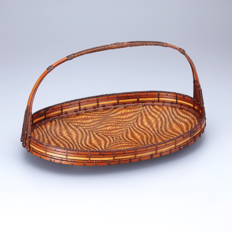 photo Tray with Handle in Multi-Colored Hana-Ajiro Weave