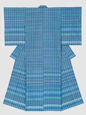 Kimono of Float Weave with Kasuri "Underwater Flower"