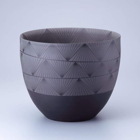 萬古黒線刻文壷(清水 潤)｜ギャラリージャパン