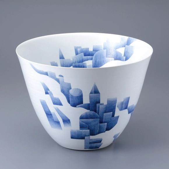 Blue Street Map Bowl "Riverbank Town"
