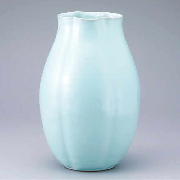 Sky Blue Flower Vase in Shape of Flowering Crab Apple