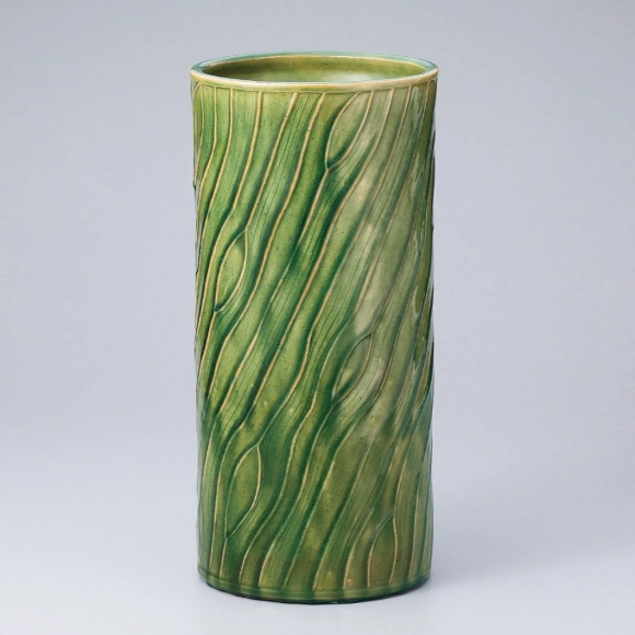 Oribe Flower Vase with Engraved Design