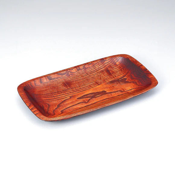 Dish of Chestnut Wood Finished in Wiped Urushi