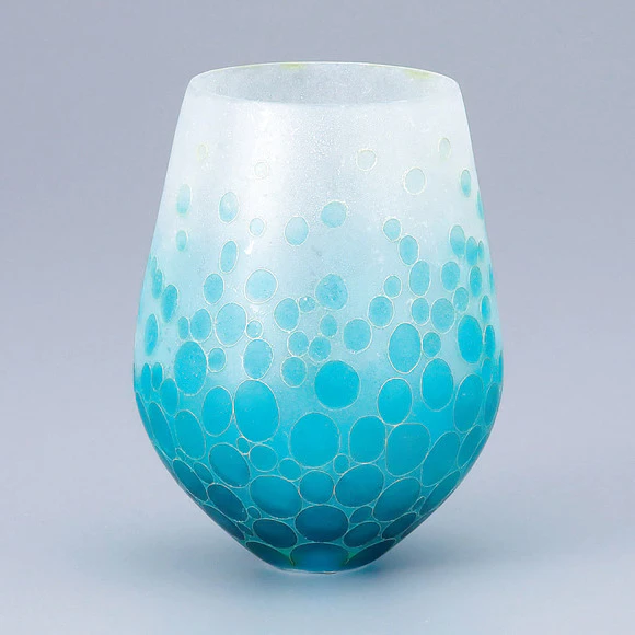 Cloisonne Flower Vessel with Glass Body "Bubbles II"