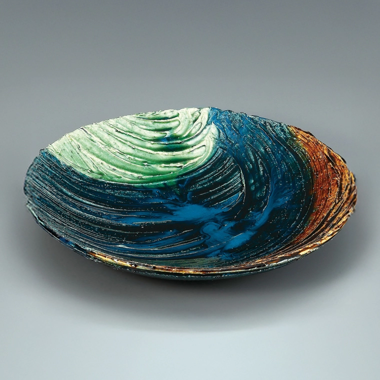 photo Bowl with Three Color Glaze Decoration