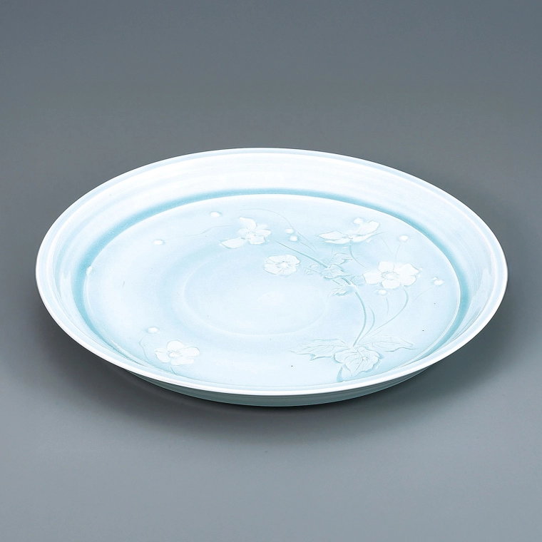 photo 青白磁秋明菊文大皿