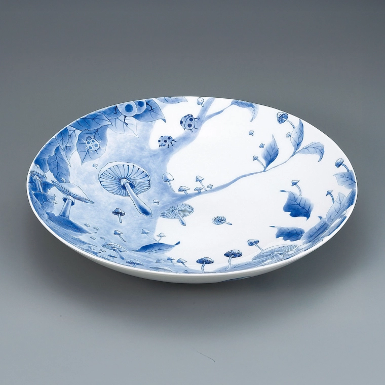 photo Large Plate with Underglaze Blue Design "Whispers of the Forest"